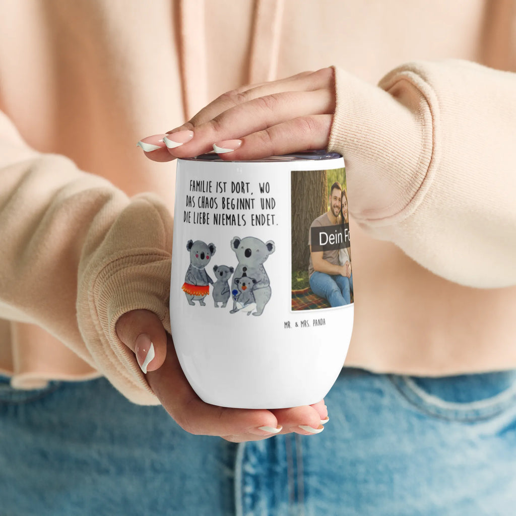 Personalized Photo Wine Mug Koala Family Family, Father's Day, Mother's Day, brother, sister, Mom, Dad, mom, siblings, dad, family, family life, children, koalas, Koala