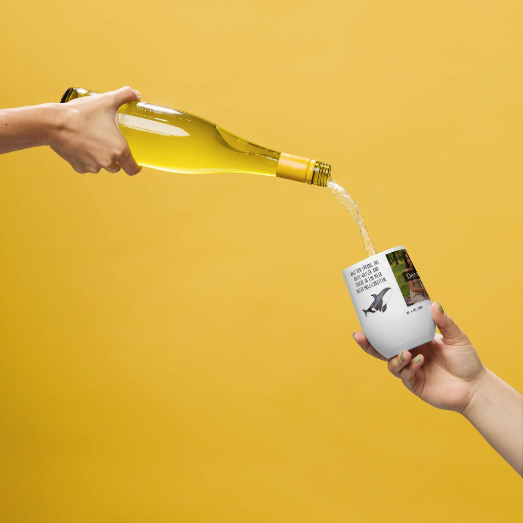 Personalized Photo Wine Mug Orca Seafood, aquatic animals, ocean, sea, fish, shells, corals, reef, whale, narwhal, sea urchin, lobster, platypus, turtle, manatee, crocodile, orca, shrimp, gifts for seafood lovers, water world, underwater animals, underwater world, vacation, deep sea, seafood fans, gift ideas, seafood decoration, seafood posters, orcas, work, startup, opportunities, new start, office, motivation, killer whale, self-love