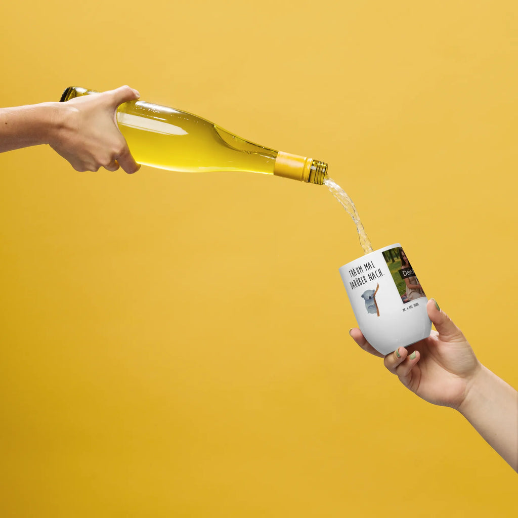 Personalized Photo Wine Mug koala small animals, cute, funny, cute animal motives, hand drawn, small world, funny sayings, good mood, happy, gifts, gift ideas, special gifts, animal lover, card, bear, dream, koala bear, Koala, bedroom, dreamland, sleeping