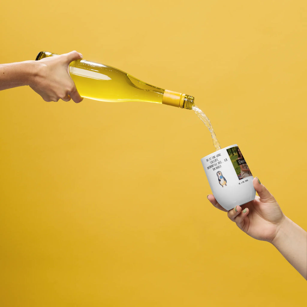 Personalized Photo Wine Mug Penguin lollipop Penguin, North Pole, Winter, Penguins, rebel, candy, crook, penguins, hoodlum, bullshit, lollipop, slogan