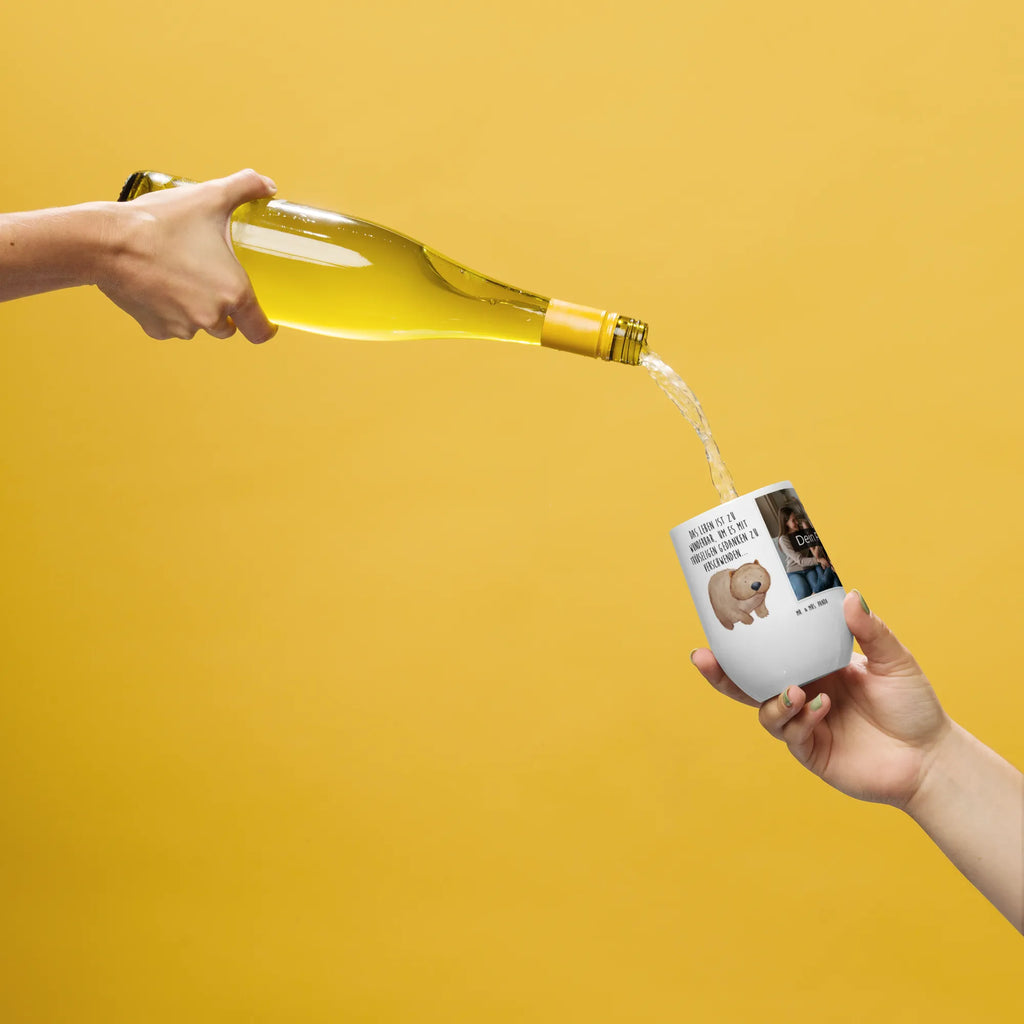 Spersonalizowany kubek do wina ze zdjęciem Wombat Motywy zwierzęce, dobra energia, zabawne powiedzonka, zwierzęta