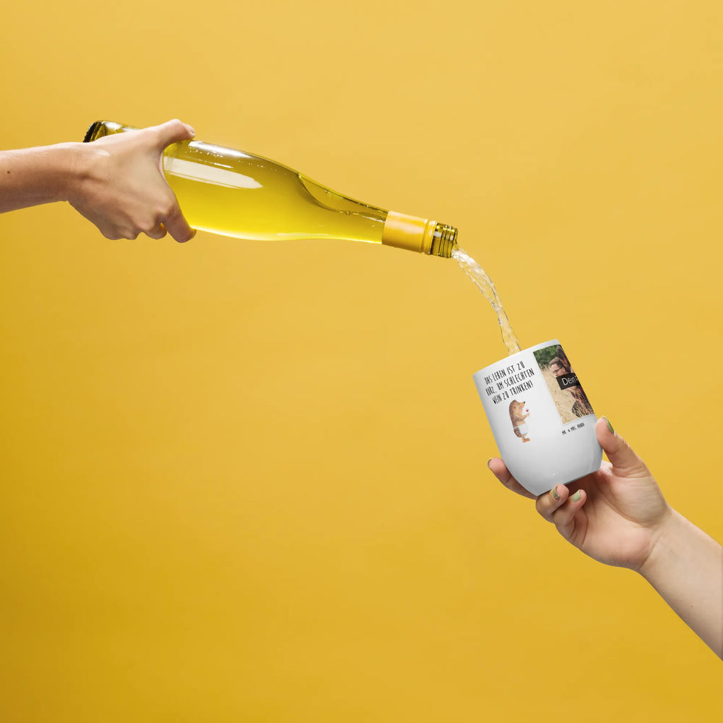 Spersonalizowany kubek do wina ze zdjęciem jeż wino Motywy zwierzęce, dobra energia, zabawne powiedzonka, zwierzęta