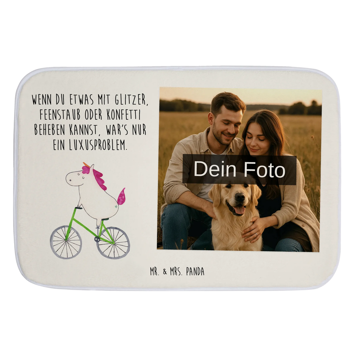 Personalized Photo Bathmat unicorn cyclist cycling, wheel, grief, love affliction, fairy dust, luxury problem, confetti, cyclist gift, present
