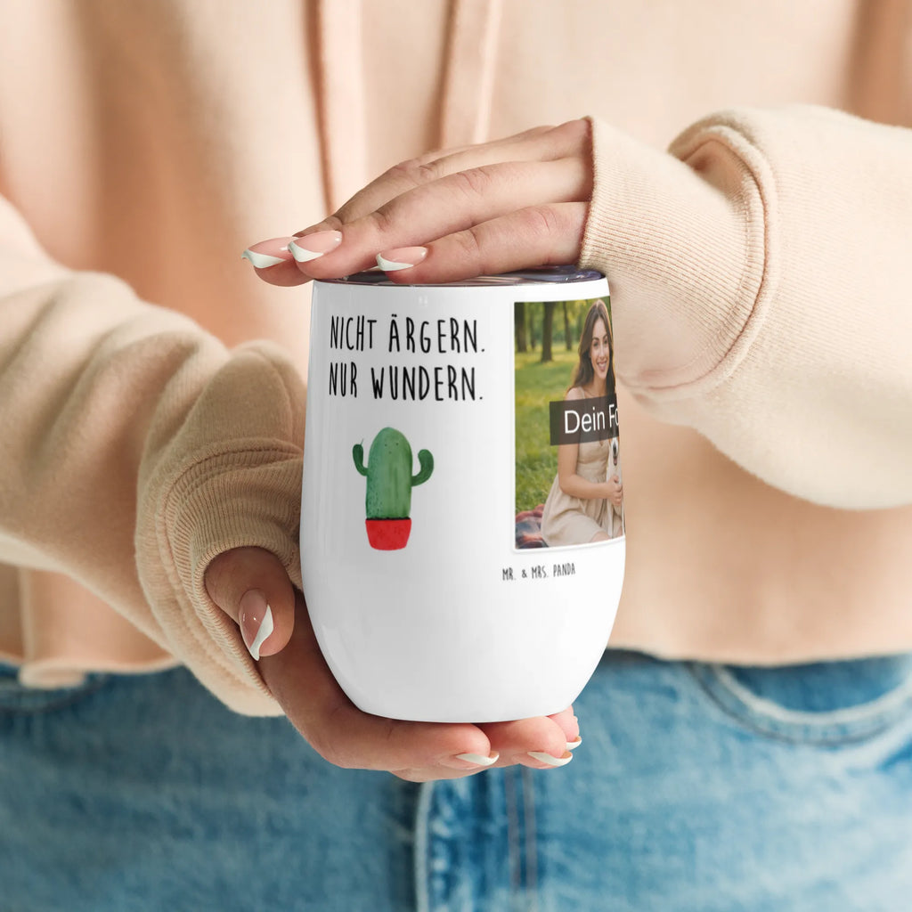 Personalized Photo Wine Mug cactus Fury cactus, cactuses, plants, cactus plant, small green cactus, annoy, office, colleague, boss, office life, angry, school