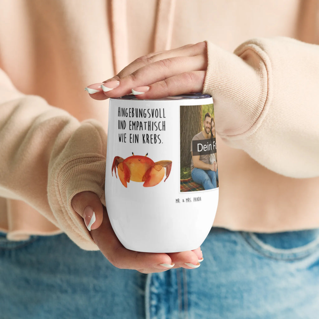 Spersonalizowany kubek do wina ze zdjęciem znak zodiaku krab Znak zodiaku, gwiazdozbiór, horoskop, astrologia, ascendent