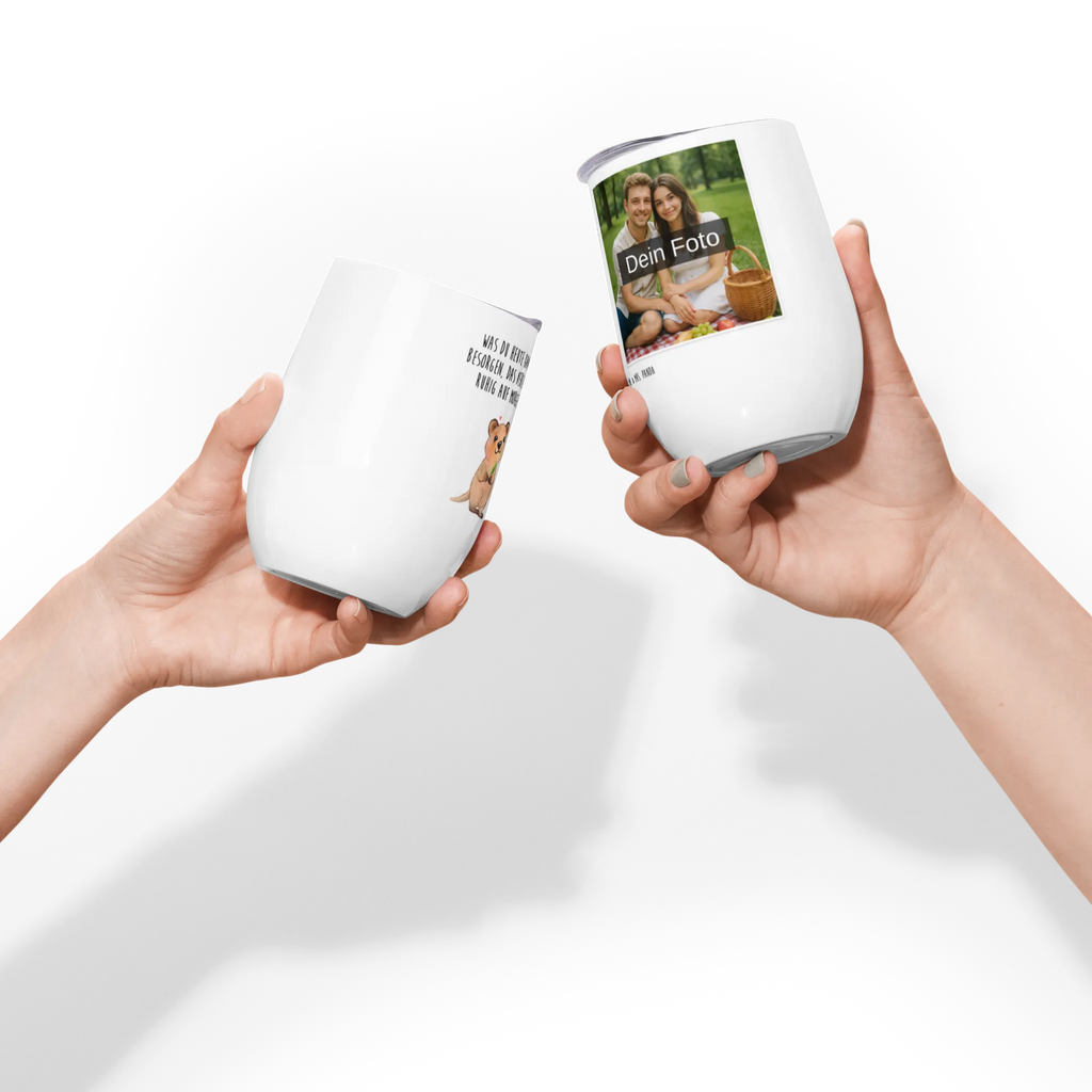 Personalized Photo Wine Mug Quokka Happy small animals, cute, funny, cute animal motives, hand drawn, small world, funny sayings, good mood, happy, gifts, gift ideas, special gifts, animal lover, card