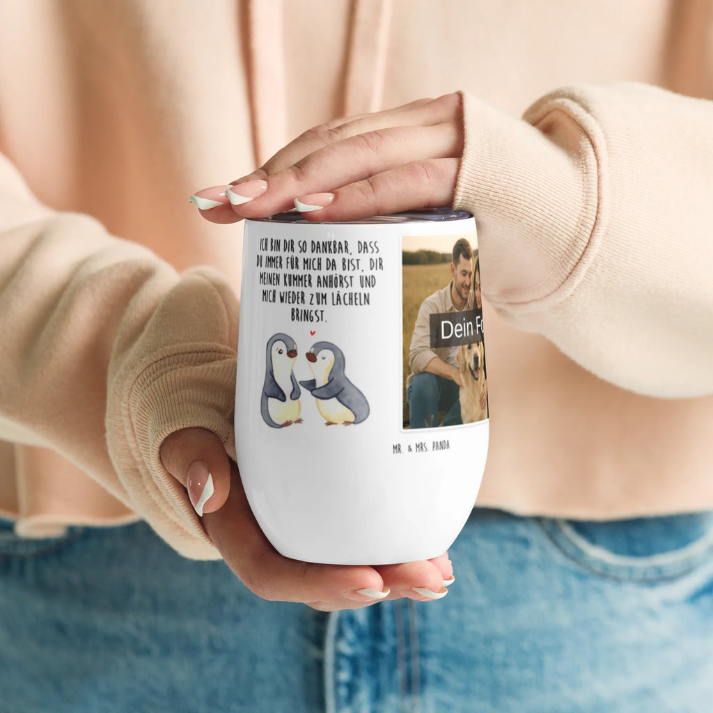 Personalized Photo Wine Mug penguins console Love, Loving, Two, Together, Marriage, Engagement, Proposal of marriage, Love gift, gift for her, gift for him, anniversary gift, Valentine&#39;s Day Gift for Women Love Gift Anniversary Wedding Anniversary Party Favor Gift for Girlfriend Gift for Partner Boyfriend Gift Token of Love for Men for Husband