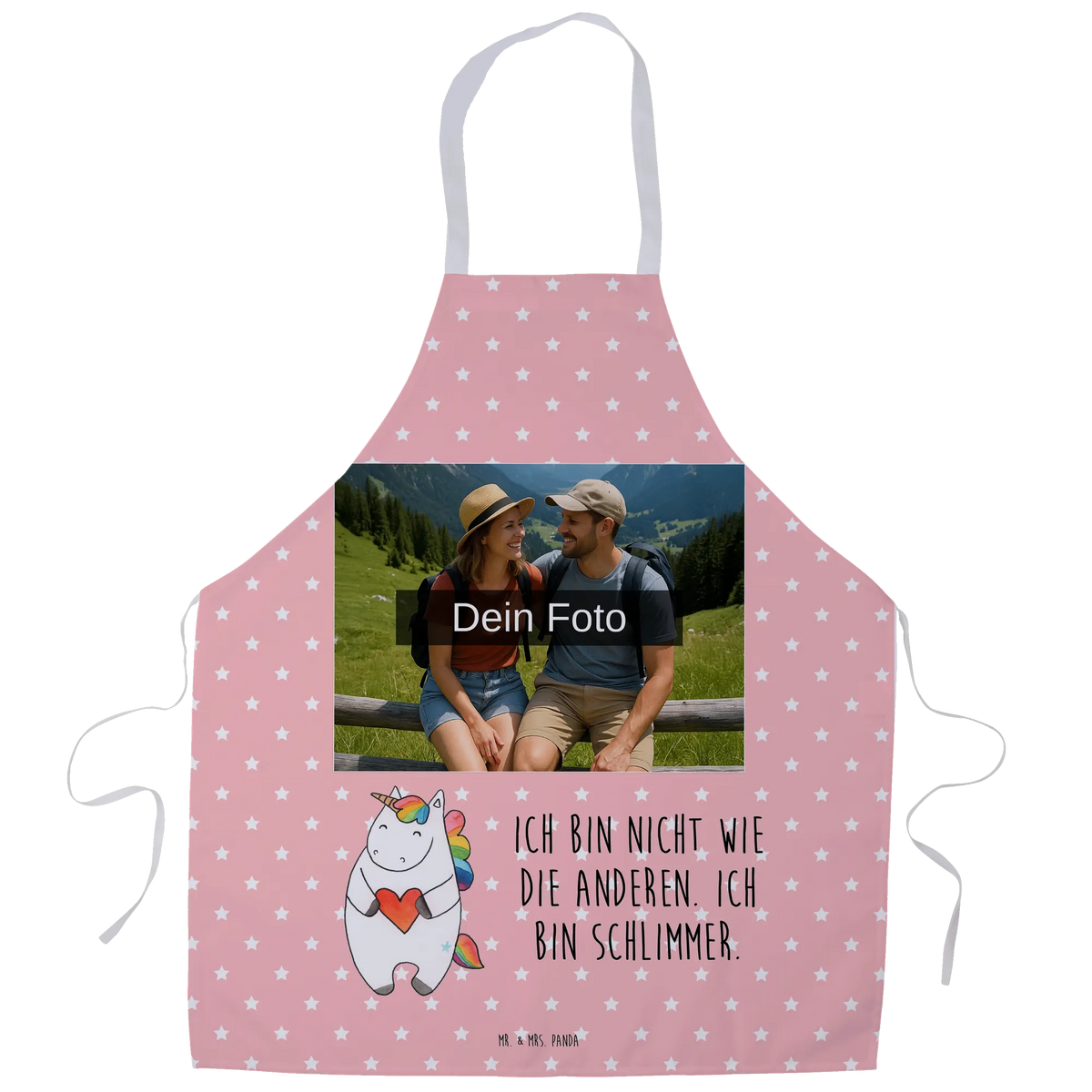 Personalisierte Foto Kochschürze Einhorn Herz