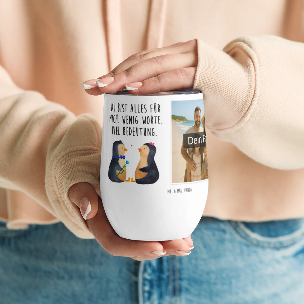 Personalized Photo Wine Mug Penguin pair Penguin, North Pole, Winter, Penguins, dream couple, engagement, wedding, love, anniversary, penguins, great love, wedding gift, wedding day, love gift, penguin, lovers, proof of love