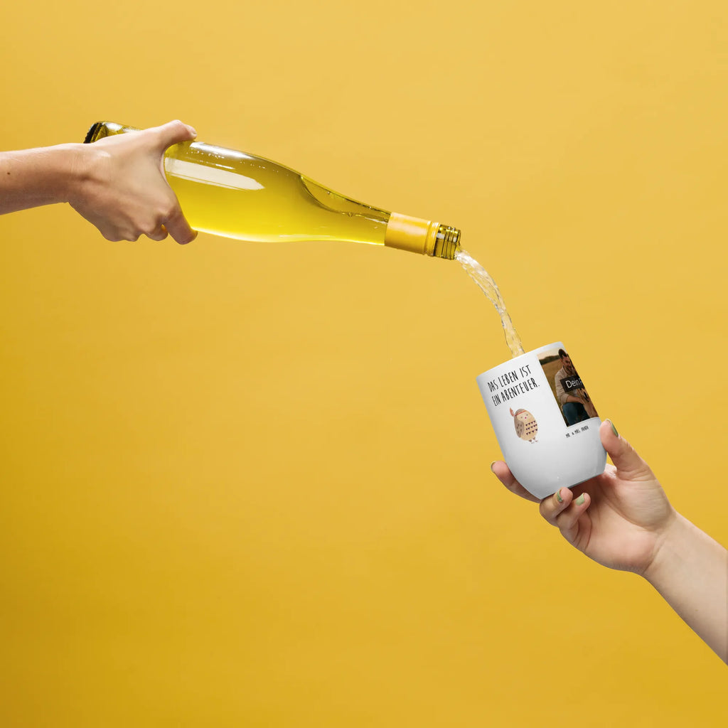 Spersonalizowany kubek do wina ze zdjęciem sowa Ozdoba z piór Sowa