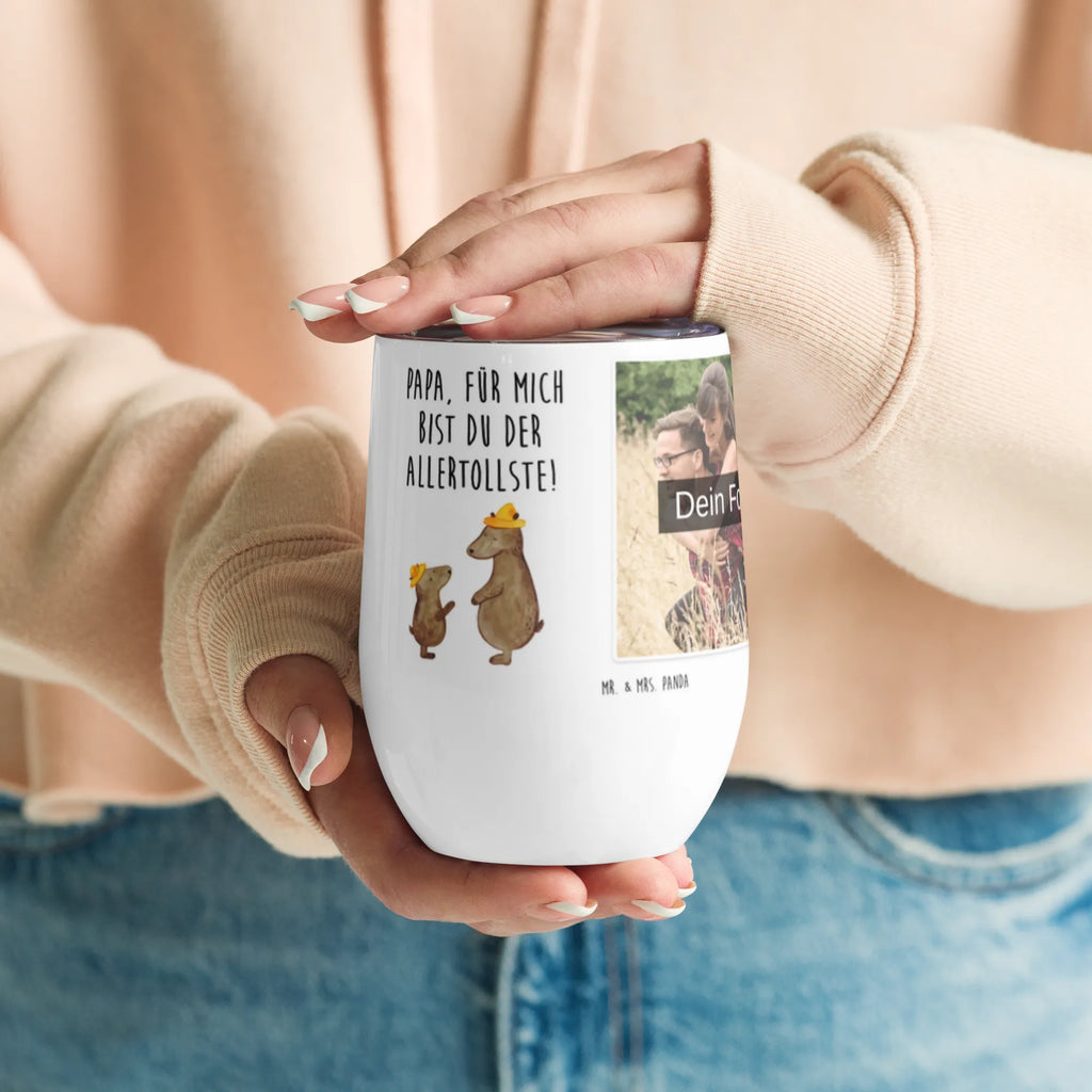 Personalized Photo Wine Mug Bears with hats Family, Father's Day, Mother's Day, brother, sister, Mom, Dad, father's day, role model, child, dad, daddy, father, children, sons, family, son, bear, favourite person, father-son