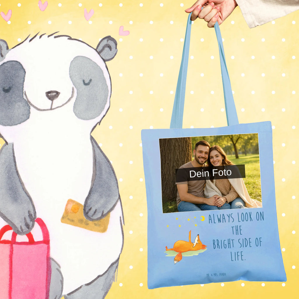 Personalisierte Foto Tragetasche Fuchs Sterne Personalisierte Foto Tragetasche, Fuchs, tröstende Worte, Always Look on the Bright Side of Life, Spruch positiv, Romantik, Füchse, Spruch schön