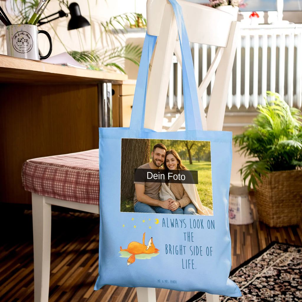 Personalisierte Foto Tragetasche Fuchs Sterne Personalisierte Foto Tragetasche, Fuchs, tröstende Worte, Always Look on the Bright Side of Life, Spruch positiv, Romantik, Füchse, Spruch schön
