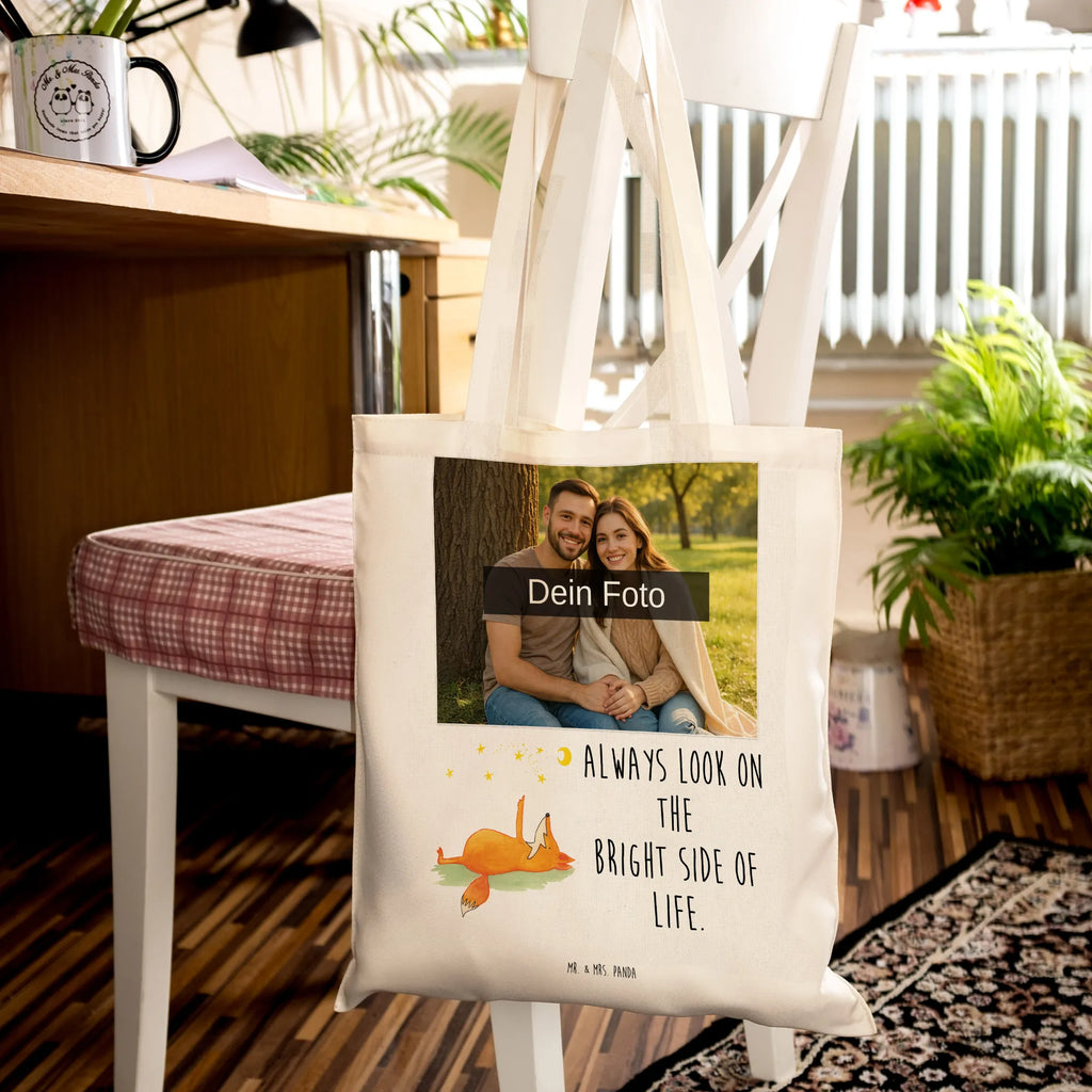 Personalisierte Foto Tragetasche Fuchs Sterne Personalisierte Foto Tragetasche, Fuchs, tröstende Worte, Always Look on the Bright Side of Life, Spruch positiv, Romantik, Füchse, Spruch schön