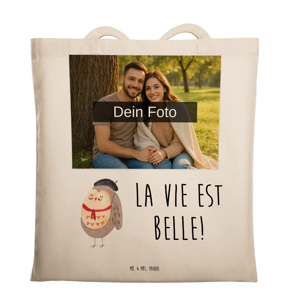 Personalisierte Foto Tragetasche Eule Frankreich Personalisierte Foto Tragetasche, Eule, Eulen, Eule Deko, Owl, hibou, La vie est belle, das Leben ist schön, Spruch schön, Spruch Französisch, Frankreich