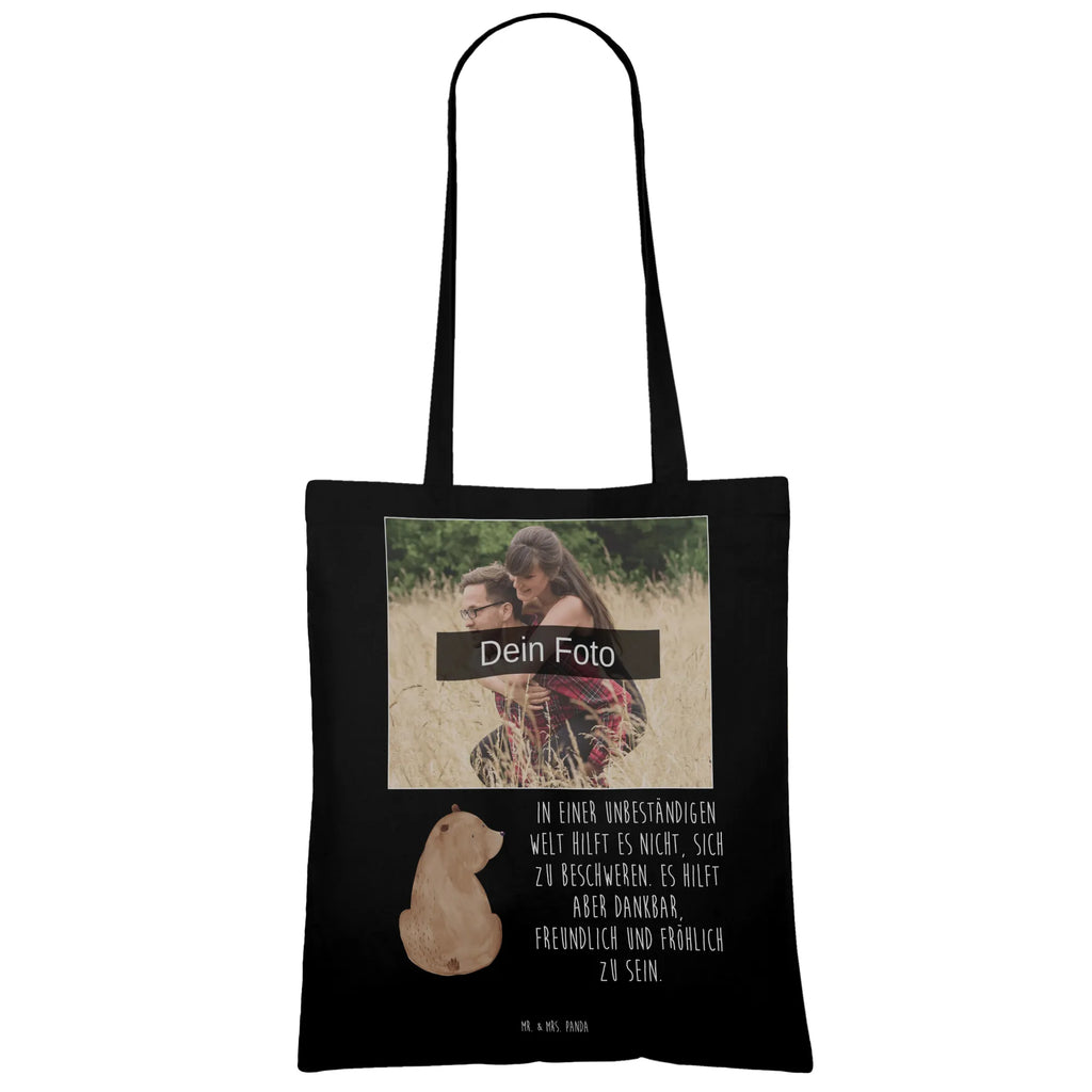 Personalisierte Foto Tragetasche Bär Schulterblick Personalisierte Foto Tragetasche, Bär, Teddy, Teddybär, Selbstachtung, Weltansicht, Motivation, Bären, Bärenliebe, Weisheit