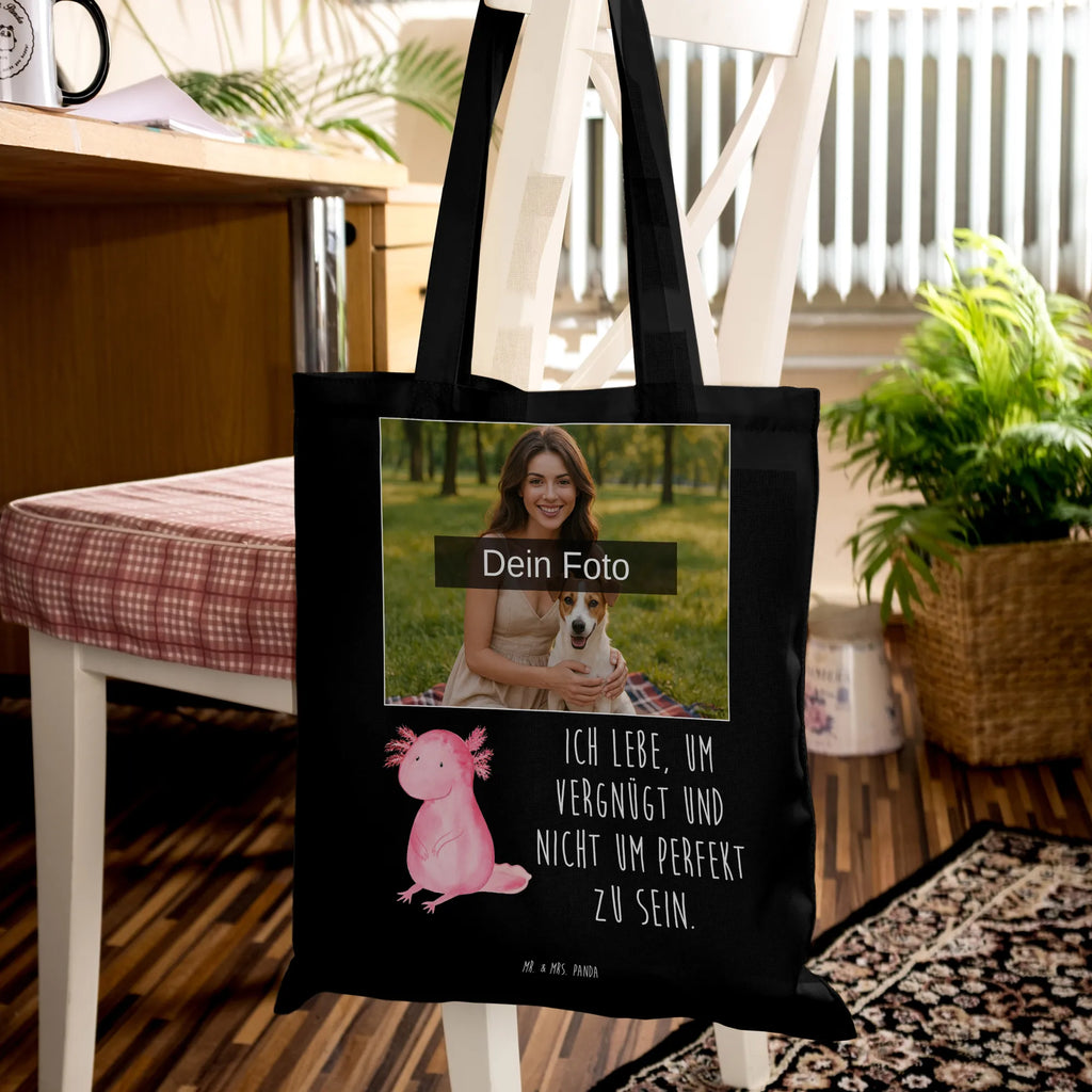 Personalisierte Foto Tragetasche Axolotl Niedlich Personalisierte Foto Tragetasche, Axolotl, Molch, Axolot, vergnügt, fröhlich, zufrieden, Lebensstil, Weisheit, Lebensweisheit, Liebe, Freundin