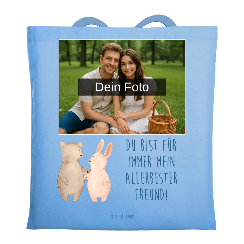 Personalisierte Foto Tragetasche Bär und Hase Umarmen Personalisierte Foto Tragetasche, Liebe, Partner, Freund, Freundin, Ehemann, Ehefrau, Heiraten, Verlobung, Heiratsantrag, Liebesgeschenk, Jahrestag, Hocheitstag, Freunde, bester Freund, Hase, Bär, Bärchen, best friends
