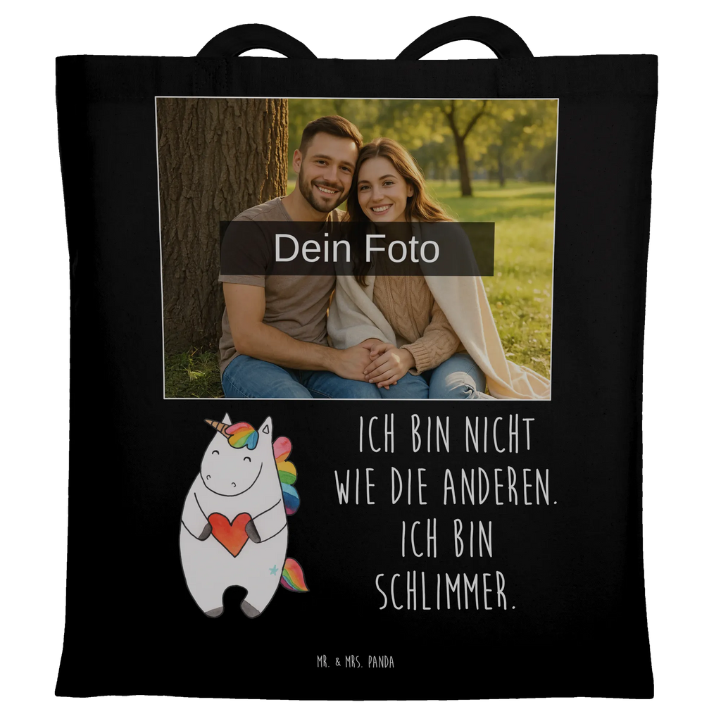 Personalisierte Foto Tragetasche Einhorn Herz Personalisierte Foto Tragetasche, Einhorn, Einhörner, Einhorn Deko, Unicorn, Herz, schlimm, böse, witzig, lustig, Freundin, anders, bunt