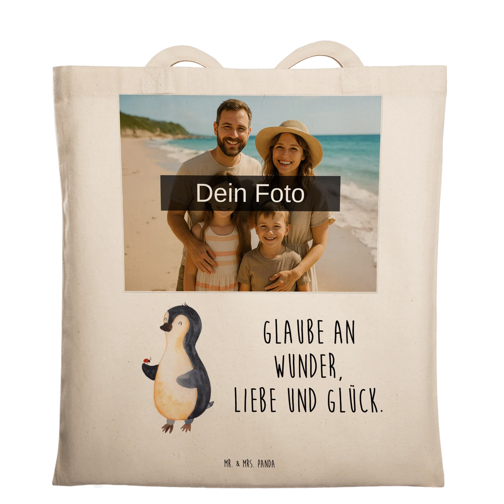 Personalisierte Foto Tragetasche Pinguin Marienkäfer Personalisierte Foto Tragetasche, Pinguin, Pinguine, Marienkäfer, Liebe, Wunder, Glück, Freude, Lebensfreude