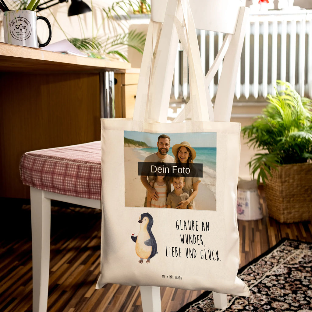 Personalisierte Foto Tragetasche Pinguin Marienkäfer Personalisierte Foto Tragetasche, Pinguin, Pinguine, Marienkäfer, Liebe, Wunder, Glück, Freude, Lebensfreude