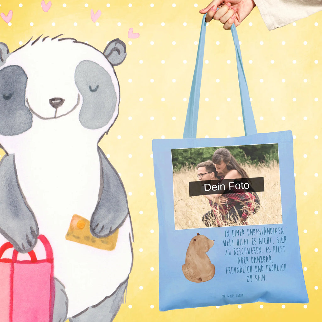 Personalisierte Foto Tragetasche Bär Schulterblick Personalisierte Foto Tragetasche, Bär, Teddy, Teddybär, Selbstachtung, Weltansicht, Motivation, Bären, Bärenliebe, Weisheit