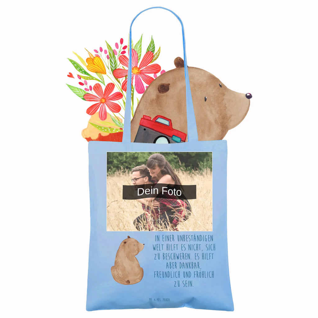 Personalisierte Foto Tragetasche Bär Schulterblick Personalisierte Foto Tragetasche, Bär, Teddy, Teddybär, Selbstachtung, Weltansicht, Motivation, Bären, Bärenliebe, Weisheit