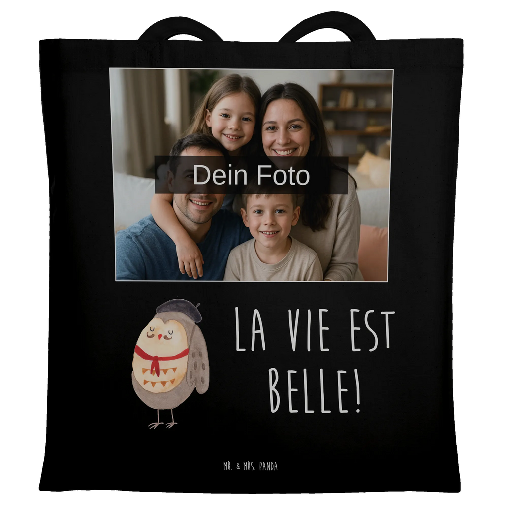 Personalisierte Foto Tragetasche Eule Frankreich Personalisierte Foto Tragetasche, Eule, Eulen, Eule Deko, Owl, hibou, La vie est belle, das Leben ist schön, Spruch schön, Spruch Französisch, Frankreich