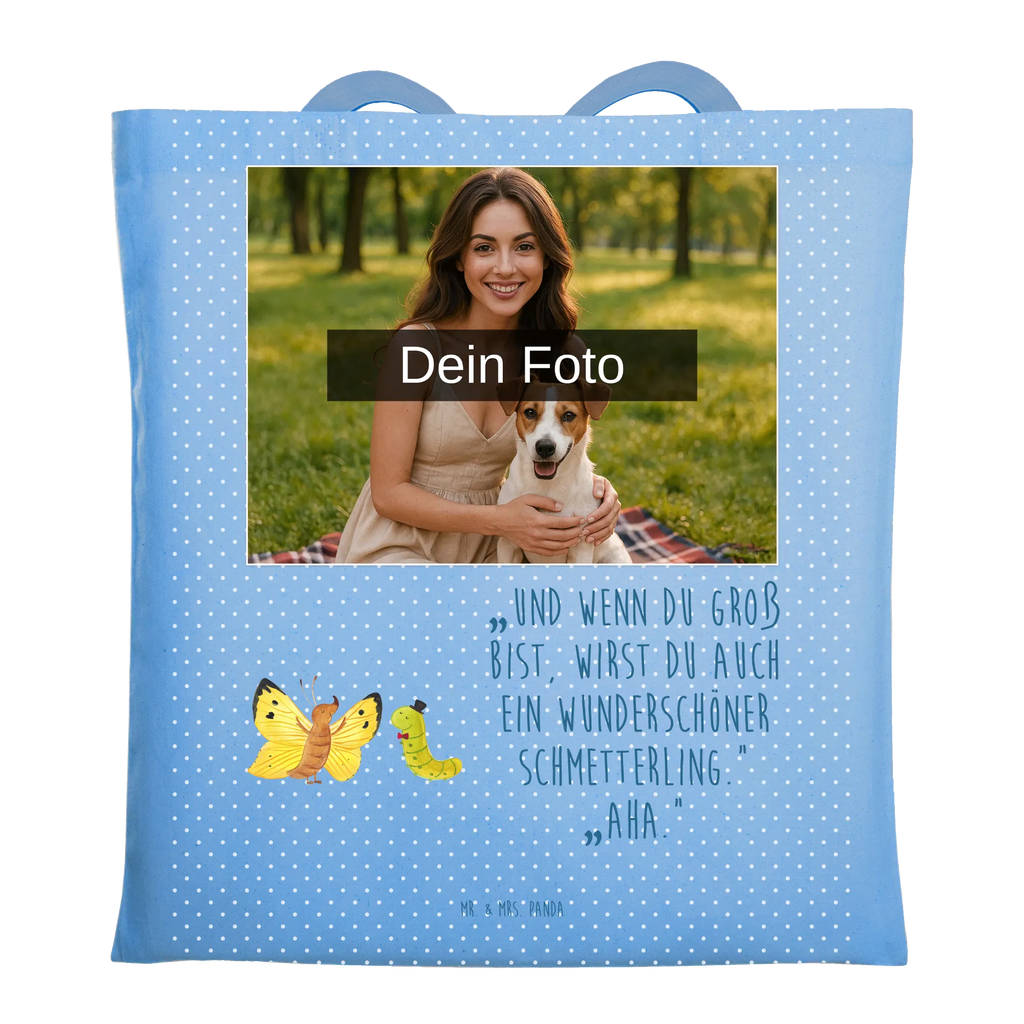 Personalisierte Foto Tragetasche Raupe Schmetterling Personalisierte Foto Tragetasche, Tiermotive, Gute Laune, lustige Sprüche, Tiere, Raupe, Schmetterling, Zitronenfalter, Entwicklung, Erwachsen werden, Kokon, Hut, Hütchen, Schönheit, Aufwachsen