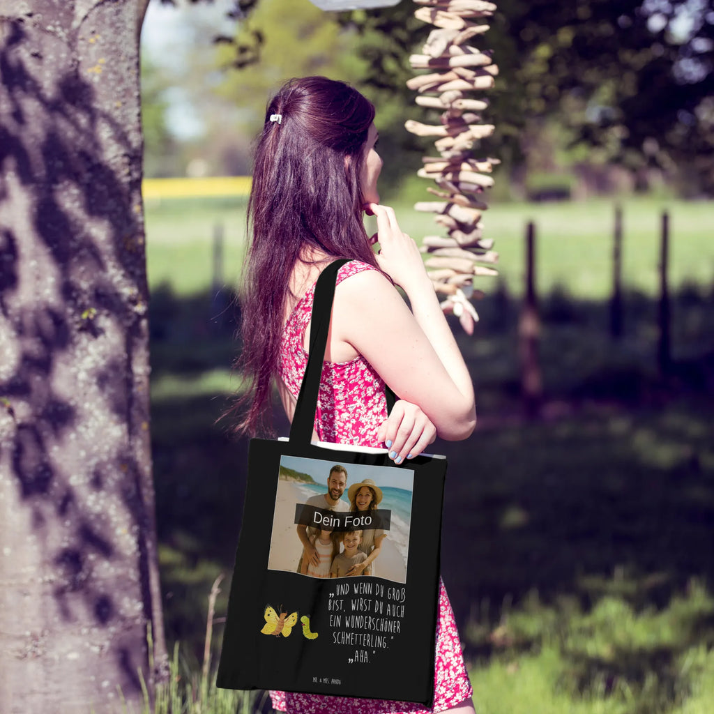 Personalisierte Foto Tragetasche Raupe Schmetterling Personalisierte Foto Tragetasche, Tiermotive, Gute Laune, lustige Sprüche, Tiere, Raupe, Schmetterling, Zitronenfalter, Entwicklung, Erwachsen werden, Kokon, Hut, Hütchen, Schönheit, Aufwachsen