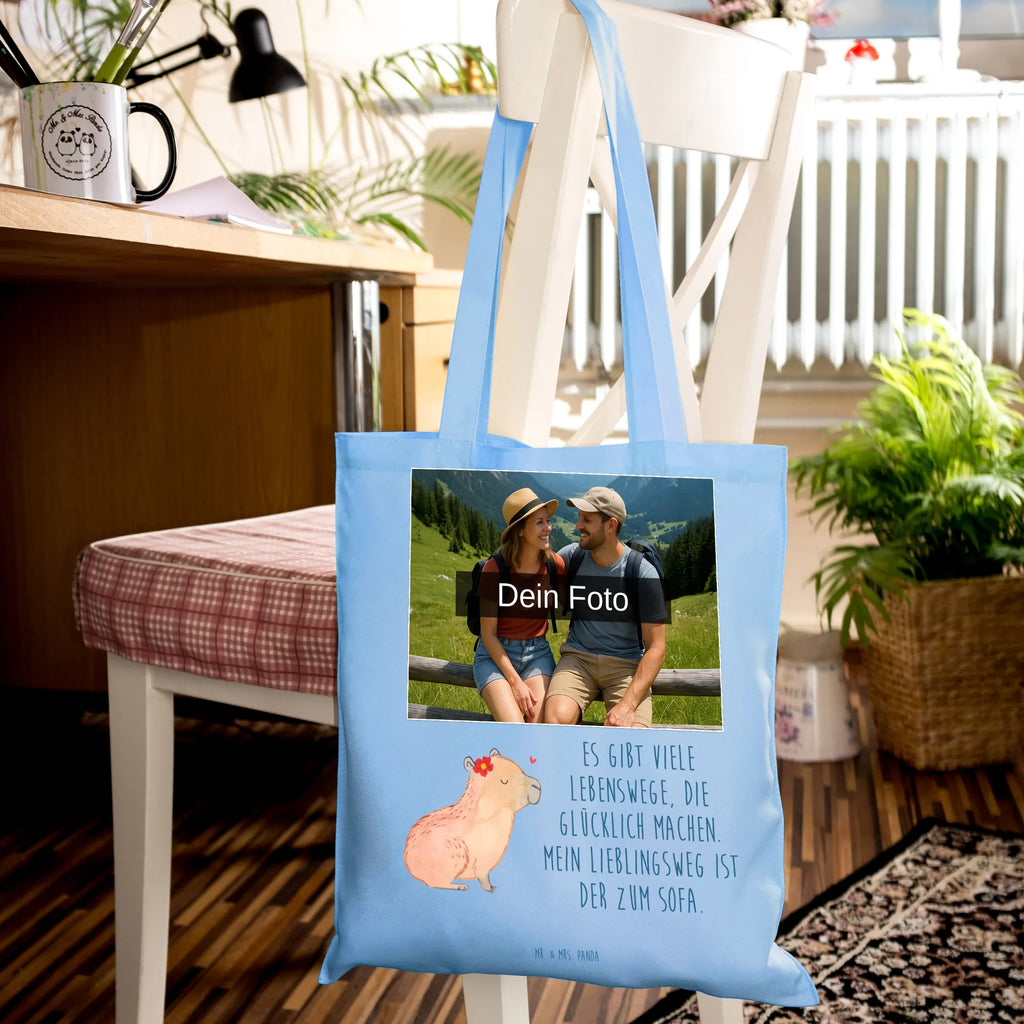 Personalisierte Foto Tragetasche Capybara Blume Personalisierte Foto Tragetasche, Tiermotive, Gute Laune, lustige Sprüche, Tiere, Capybara