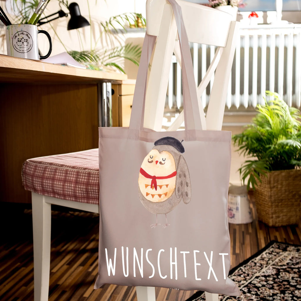 Personalisierte Foto Tragetasche Eule Frankreich Personalisierte Foto Tragetasche, Eule, Eulen, Eule Deko, Owl, hibou, La vie est belle, das Leben ist schön, Spruch schön, Spruch Französisch, Frankreich