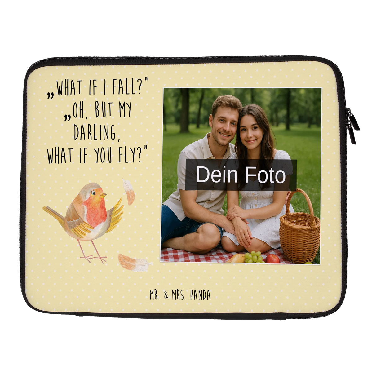 Personalized Photo Notebook Bag robin feathers card, gifts, gift ideas, small animals, cute, cute animal motives, hand drawn, funny sayings, good mood, special gifts, animal lover, motivation slogans, robin, slogan motivation, flying, slogan courage, bird, motivation pictures