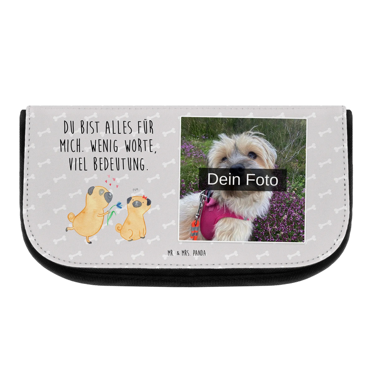 Personalized Photo Makeup Bag pug In love dog breed, mutt, hound, woof, dog mama, love dogs, love for dogs, dog decorative items, bag with dog print, funny gifts for dog owners, what do you give a dog lover, Christmas gifts for dogs, gifts for dogs, dog sayings, in love, Pug, dog love, boob, love saying. Engaged, gift friend