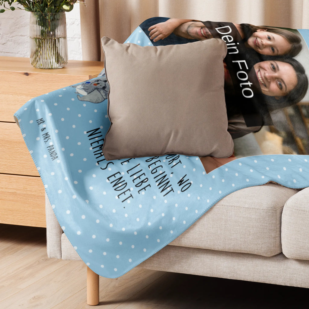 Sherpa Photo Cuddle Blanket Koala Family Foto Kuscheldecke, Familie, Vatertag, Muttertag, Bruder, Schwester, Mama, Papa, Oma, Opa, Koalas, Familienleben, Family, Kinder, Geschwister, Koala