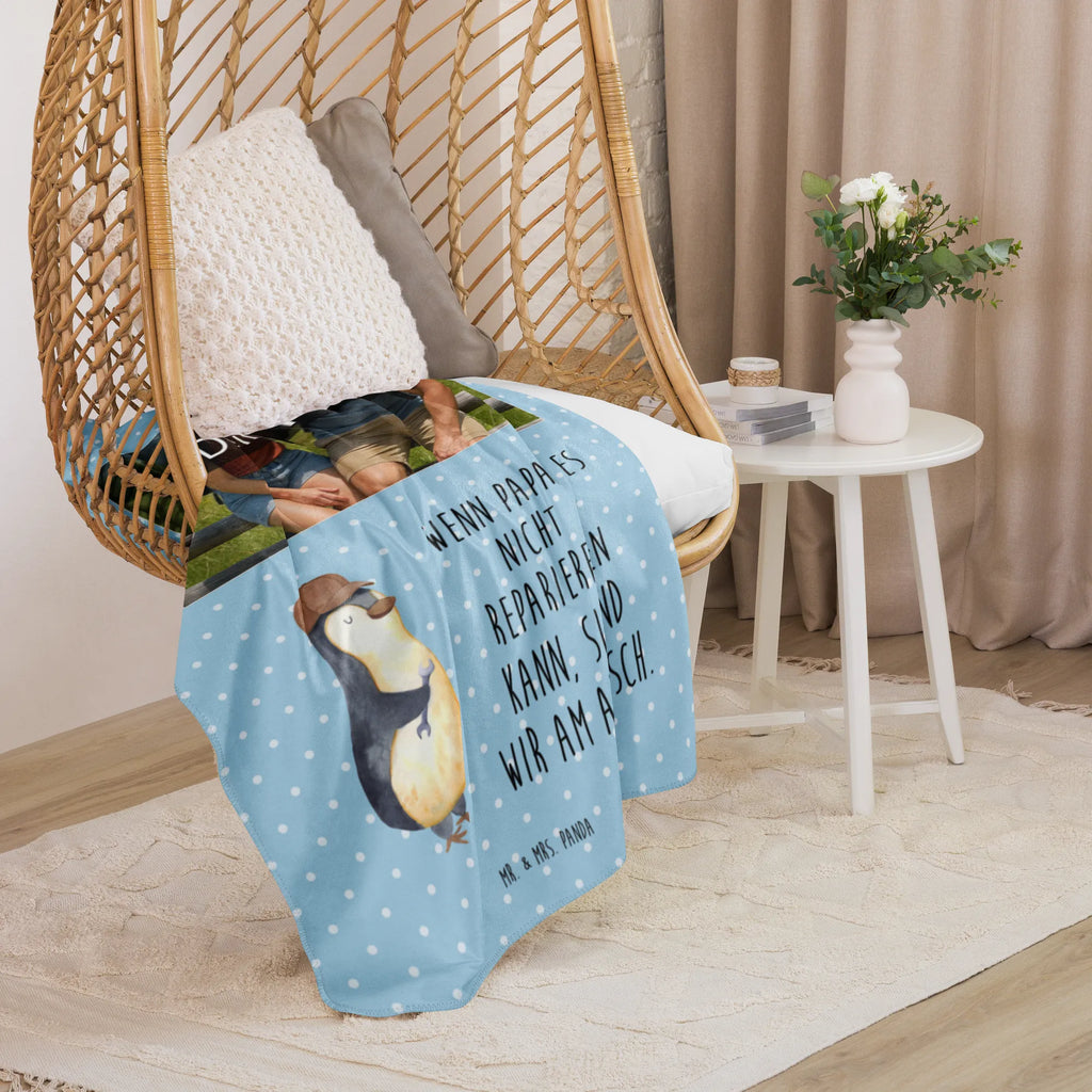 Sherpa Photo Cuddle Blanket If Daddy can't fix it, we're screwed. Foto Kuscheldecke, Familie, Vatertag, Muttertag, Bruder, Schwester, Mama, Papa, Oma, Opa, Vater, Bester Papa der Welt, Geschenk Papa