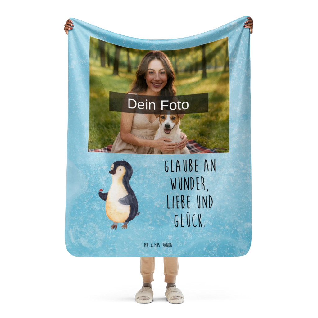 Sherpa Photo Cuddle Blanket Penguin ladybug Foto Kuscheldecke, Pinguin, Marienkäfer, Liebe, Lebensfreude, Glück, Wunder, Pinguine, Freude