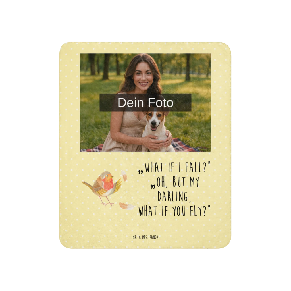 Sherpa Photo Cuddle Blanket robin feathers small animals, cute, funny, cute animal motives, hand drawn, small world, funny sayings, good mood, happy, gifts, gift ideas, special gifts, animal lover, card, What if i fall, motivation pictures, slogan motivation, motivation slogans, flying, bird, slogan courage, robin