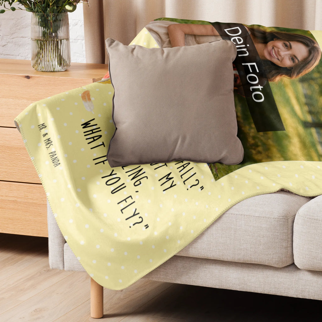 Sherpa Photo Cuddle Blanket robin feathers small animals, cute, funny, cute animal motives, hand drawn, small world, funny sayings, good mood, happy, gifts, gift ideas, special gifts, animal lover, card, What if i fall, motivation pictures, slogan motivation, motivation slogans, flying, bird, slogan courage, robin