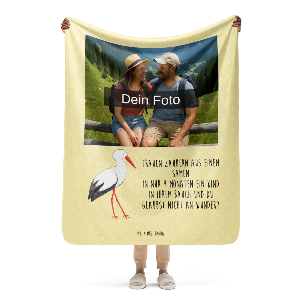 Sherpa Photo Cuddle Blanket Stork small animals, cute, funny, cute animal motives, hand drawn, small world, funny sayings, good mood, happy, gifts, gift ideas, special gifts, animal lover, card, baby, pregnant, stork, baby bump, pregnancy, mother, mothers, birth, becoming a mother