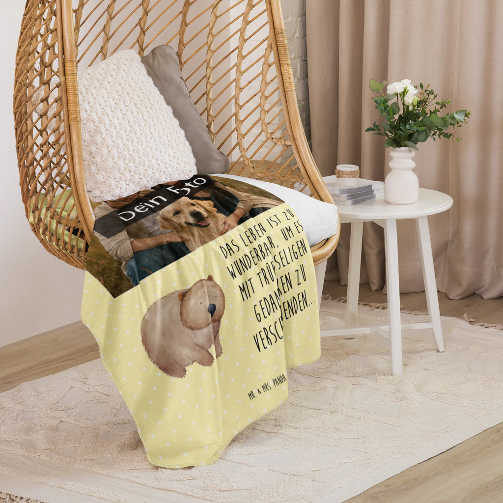 Sherpa Photo Cuddle Blanket Wombat Foto Kuscheldecke, Tiermotive, Gute Laune, lustige Sprüche, Tiere, Spruch, Motivation, Wombat, Australien, Das Leben ist schön