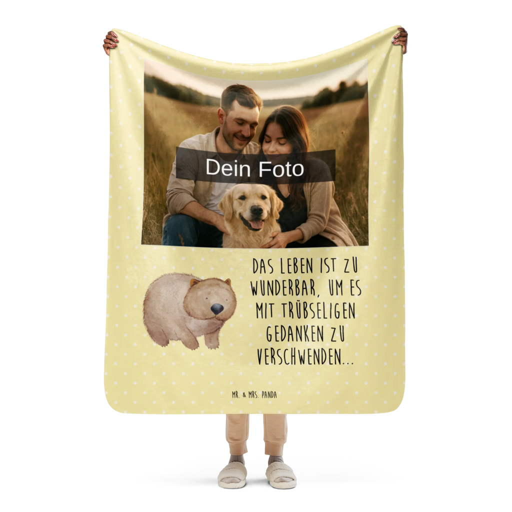 Sherpa Photo Cuddle Blanket Wombat Foto Kuscheldecke, Tiermotive, Gute Laune, lustige Sprüche, Tiere, Spruch, Motivation, Wombat, Australien, Das Leben ist schön
