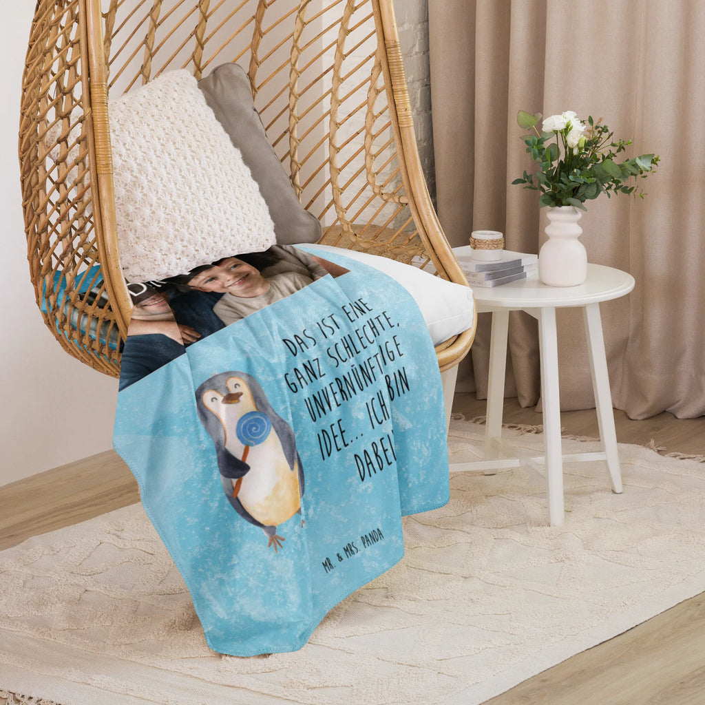Sherpa Photo Cuddle Blanket Penguin lollipop Foto Kuscheldecke, Pinguin, Spruch, Rebell, Gauner, Pinguine, Ganove, Süßigkeiten, Blödsinn, Lolli, Rabauke