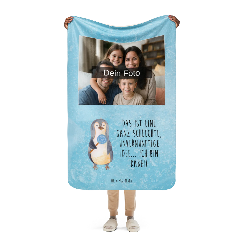 Sherpa Photo Cuddle Blanket Penguin lollipop Foto Kuscheldecke, Pinguin, Spruch, Rebell, Gauner, Pinguine, Ganove, Süßigkeiten, Blödsinn, Lolli, Rabauke