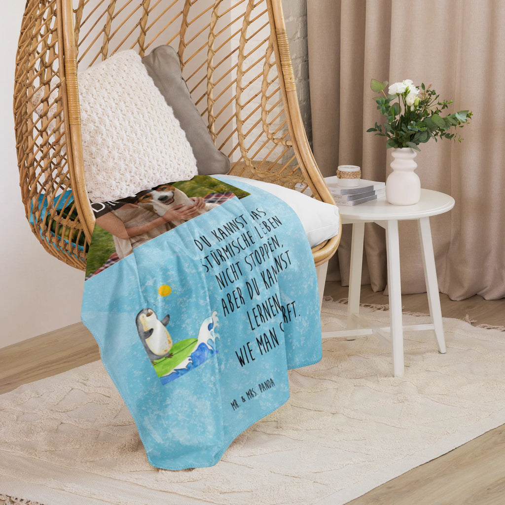 Sherpa Photo Cuddle Blanket Penguin surfer Penguin, North Pole, Winter, Penguins, penguins, holidays, Hawaii, waves, surfing, wave riding, surfers, Portugal