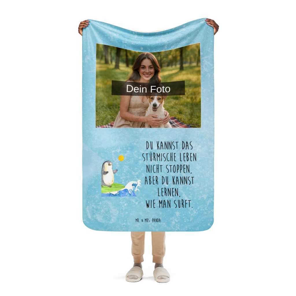 Sherpa Photo Cuddle Blanket Penguin surfer Penguin, North Pole, Winter, Penguins, penguins, holidays, Hawaii, waves, surfing, wave riding, surfers, Portugal