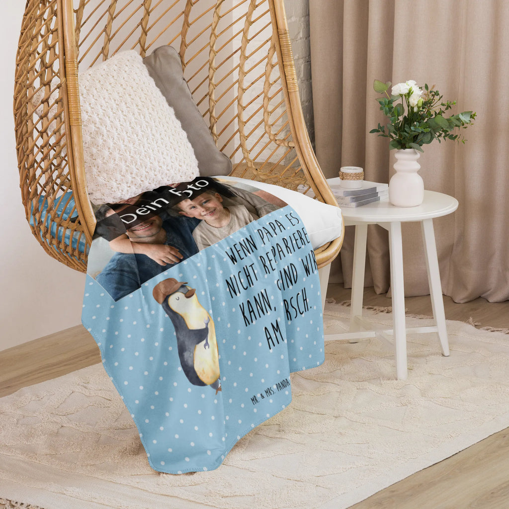Sherpa Photo Cuddle Blanket If Daddy can't fix it, we're screwed. Foto Kuscheldecke, Familie, Vatertag, Muttertag, Bruder, Schwester, Mama, Papa, Oma, Opa, Vater, Bester Papa der Welt, Geschenk Papa