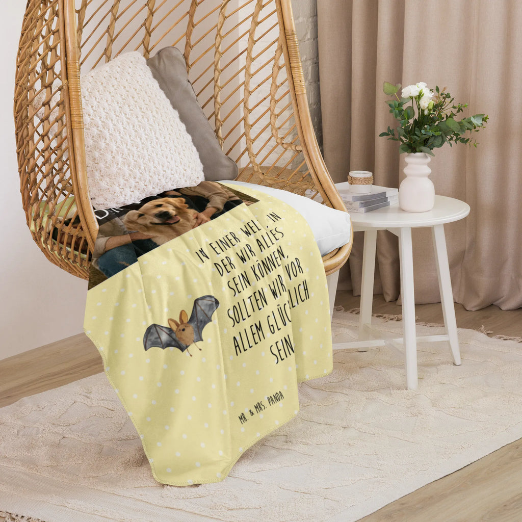 Sherpa Photo Cuddle Blanket bat wing small animals, cute, funny, cute animal motives, hand drawn, small world, funny sayings, good mood, happy, gifts, gift ideas, special gifts, animal lover, card