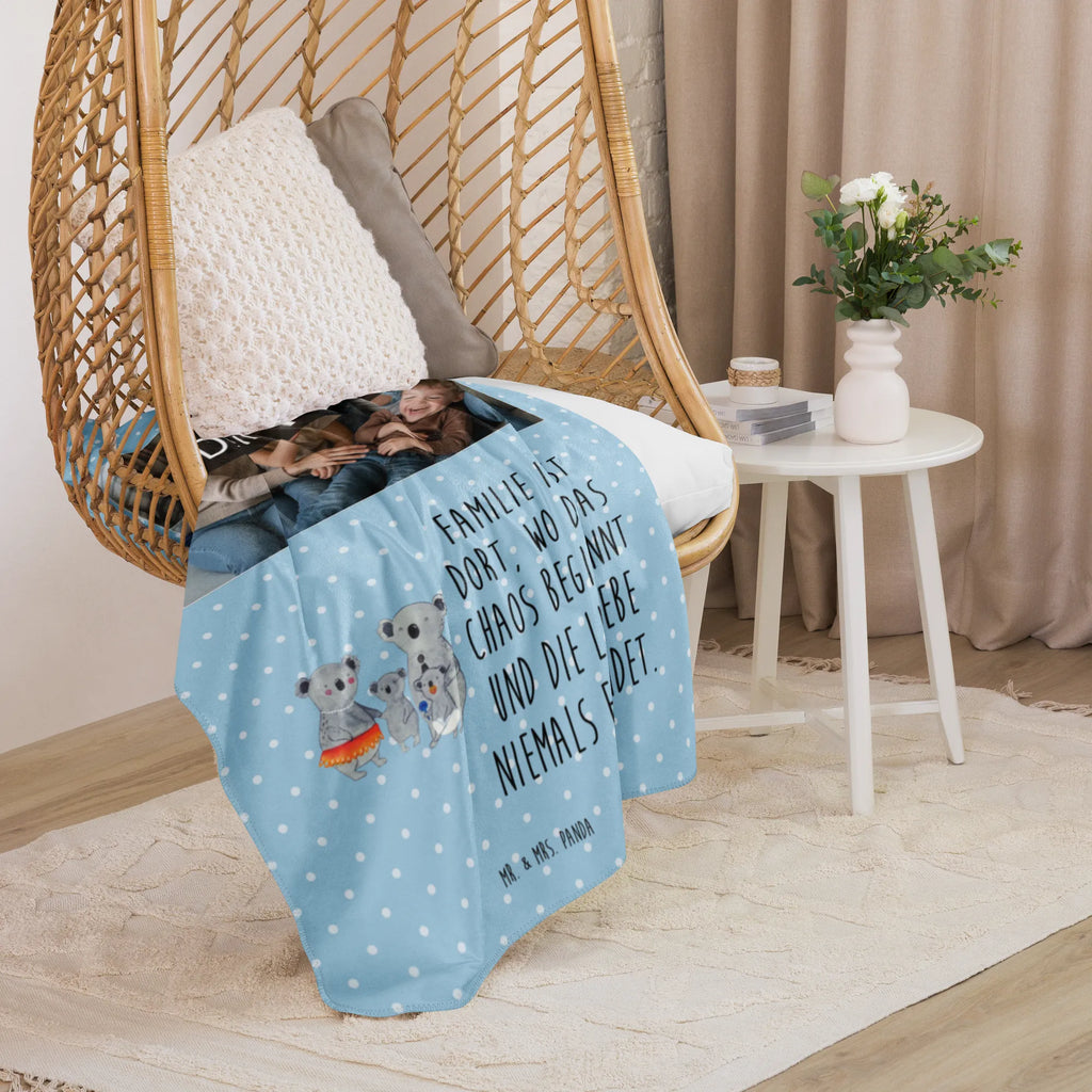 Sherpa Photo Cuddle Blanket Koala Family Foto Kuscheldecke, Familie, Vatertag, Muttertag, Bruder, Schwester, Mama, Papa, Oma, Opa, Koalas, Familienleben, Family, Kinder, Geschwister, Koala