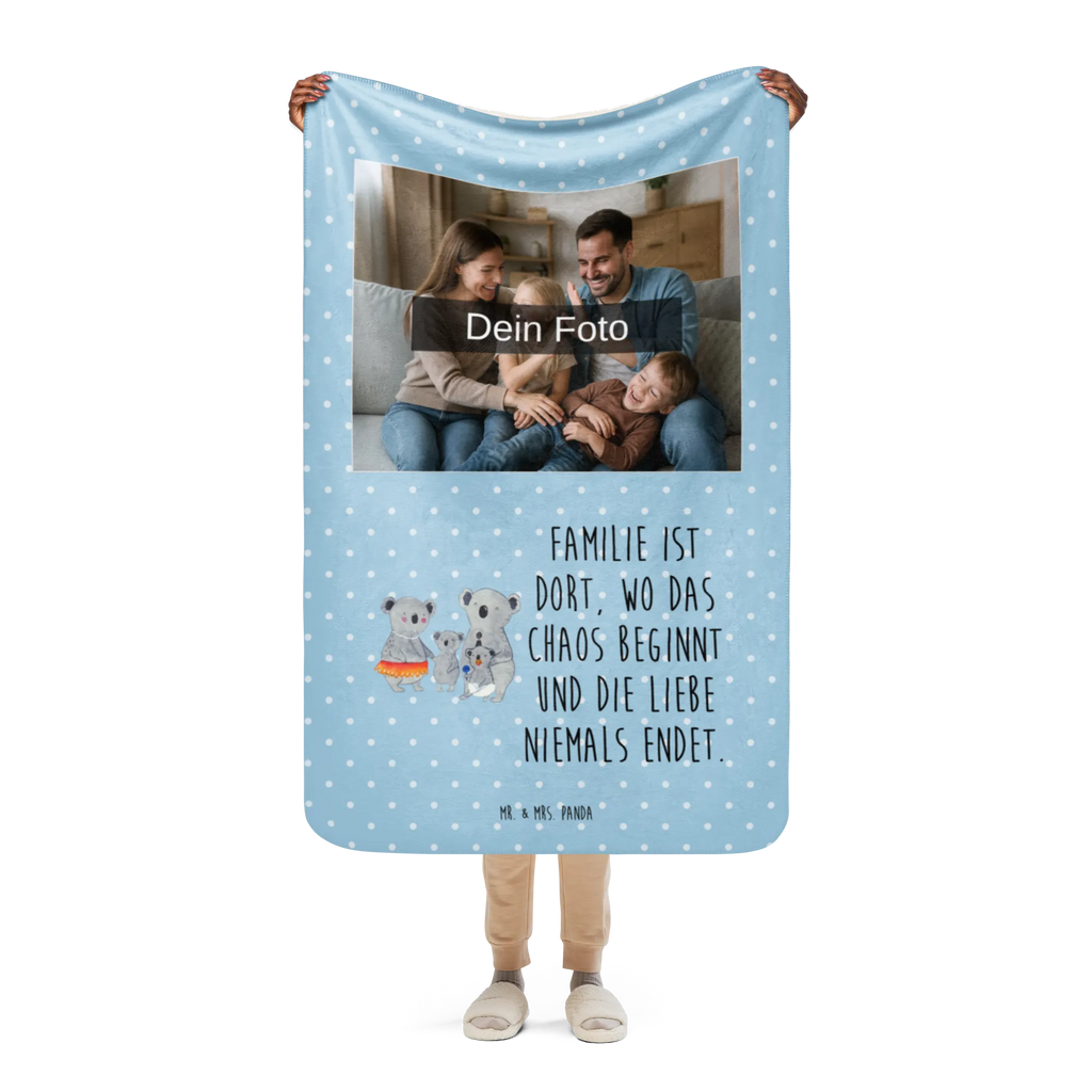 Sherpa Photo Cuddle Blanket Koala Family Foto Kuscheldecke, Familie, Vatertag, Muttertag, Bruder, Schwester, Mama, Papa, Oma, Opa, Koalas, Familienleben, Family, Kinder, Geschwister, Koala